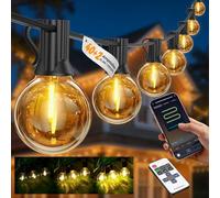 Guirlande Lumineuse Exterieure 33,3M - G40 LED avec App & Télécommande | Guirlande Guinguette Exterieur, câble 6,4M, Dimmable, Minuterie, Musique Sync, 4 modes d'éclairage, étanche IP44 pour Jardin