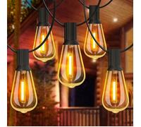 Guirlande Lumineuse Exterieure,50 ampoules LED 30M Guirlande LED -ST38 Ampoules,Jaune chaud,Imperméable Guirlande Exterieur Étanche