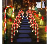 Guirlande lumineuse extérieure Décoration 10 LED de Noël Guirlandes lumineuses en canne à sucre Set 8 modes Étanche Piquet de terre Chemins Lumières de Noël