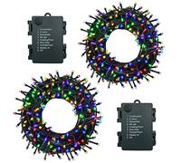 Guirlande Lumineuse Exterieure Intérieur 10m/100LEDs Pile Guirlande Lumineuse Sapin Guirlande led par 8 Modes, Minuterie, IP44 Étanche, Guirlande Noel par Chambre, Mariage, 2 Pièces, Multicolore