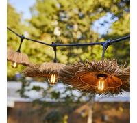 Guirlande lumineuse extérieure raccordable 18.6m avec 28 ampoules LED filament E27 blanc chaud TAHITI LIGHT Abat-jour en paille bohème