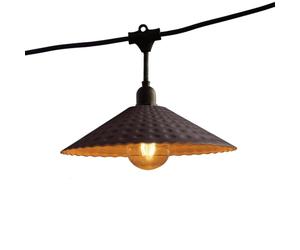 Guirlande lumineuse extérieure raccordable 6m avec 10 ampoules LED filament E27 blanc chaud VINTY LIGHT et abat-jour en métal style vintage