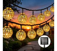 Guirlande Lumineuse Exterieure Solaire Blanc Chaud, IP65 Étanche LED Guirlande Guinguette Exterieur, 8 Modi Doré Marocaine Guirlande Lumineuse Globe für Jardin Garten Terrasse Party - 7M 50LED