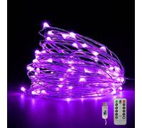 Guirlande lumineuse Fantasee en fil de cuivre LED USB à 8 modes avec télécommande à minuterie pour décoration de maison, chambre, anniversaire, fête, mariage, Noël, festival (10,0 m 100 LED, violet)