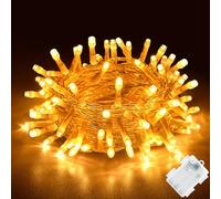 Guirlande Lumineuse, Gcstnn 2M 20LED Micro Guirlande Lumineuse a Pile IP65 Étanche fil de Cuivre Girlande de Lumière avec Minuterie, pour Jardin Chambre Noël Halloween In/Extérieur Décor (Blanc Chaud)