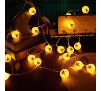 Guirlande lumineuse globe oculaire, 20 LED à piles - Décoration extérieure alimentée par piles pour terrasse, fenêtre, rebord de fenêtre, cour, clôture, mur, porche, arbre