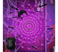 Guirlande Lumineuse Halloween -Avec 3 Araignées 12 PCS Chauve Souris Décoration,80 LED 8 modes Etanche Guirlandes Lumineuses 1,3 m de Diamètre Décoration Extérieur pour les Fêtes de Maison Hantée