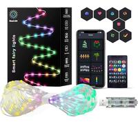 Guirlande lumineuse intelligente de 5 m avec USB à faire soi-même avec télécommande et contrôle par application, synchronisation de la musique, 12 modes, multicolore et blanc chaud pour chambre, Noël,