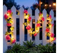 Guirlande lumineuse Intérieur, 2,2m 40 LED Guirlande de Roses Fleurs Artificielles à Piles, Étanche 8 Modes Décoration pour Chambre, Murale, Balcon, Jardin, Noël, Mariage, Intérieur, Exterieur, Fête