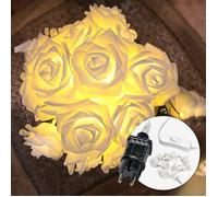 Guirlande lumineuse intérieur roses - 20 fleurs LED blanc chaud & 5m I Avec prise I Guirlande lumineuse chambre
