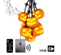 Guirlande Lumineuse Jack o'Lantern De 4,5 m Pour Halloween - Citrouilles Chantantes Avec Musique Activée Par Le Son - Télécommande, Alimentation USB Et Piles - Étanche - Parfaite Pour Les Décorations