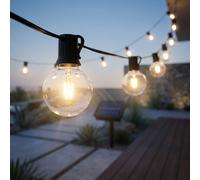 Guirlande lumineuse solaire, lampe de jardin, lampe d'extérieur, 24 ampoules LED, lampe de terrasse avec piquet, blanc chaud, L 660 cm