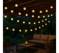 Lampe solaire guirlande lumineuse noire lumière extérieure LED lampe décorative lampe de terrasse, boules batterie résistante aux intempéries 6-8m, 40x boules LED 2700K blanc chaud, DxL 1,8x280 cm