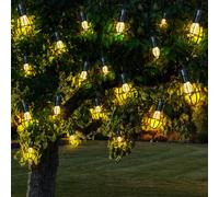 Guirlande lumineuse solaire LED extérieur lampe solaire décoration jardin style rétro, métal rouille, LED blanc chaud, L 200 cm, lot de 2, Nino Lighten 69021011