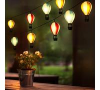 Lampe solaire LED Guirlande lumineuse Ballons à air chaud Lampe d'extérieur Décoration de jardin résistante aux intempéries, plastique, 9x LED blanc chaud, L 390 cm