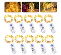 Guirlande lumineuse LED à piles, 2 m, 20 LED, avec micro piles, fil de cuivre, blanc chaud, éclairage de Noël pour chambre, intérieur, Noël, extérieur, fête, mariage, bricolage (10, blanc chaud)