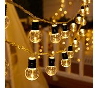 Guirlande lumineuse LED à piles - 20 boules transparentes - Avec minuterie - Pour l'intérieur et l'extérieur - Pour dortoir, chambre, mariage, fête, Noël