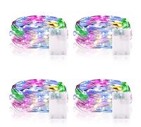 Guirlande Lumineuse LED à Piles 2M 20 LEDs Mini Guirlande LED avec Minuterie Interieur Extérieur Décoration Lumière pour Chambre Noël Mariage Anniversaire Soirée (4 Pièces, Coloré)