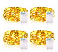 Guirlande Lumineuse LED à Piles 2M 20 LEDs Mini Guirlande LED avec Minuterie Interieur Extérieur Décoration Lumière pour Chambre Noël Mariage Anniversaire Soirée (4 Pièces, Blanc Chaud)