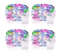 Guirlande Lumineuse LED à Piles 5M 16.5FT 50LED Micro Guirlande Led Pile Interieur et Extérieur pour Chambre Noël Mariage Sapin Bocaux Décoration (4 Pièces, Coloré)