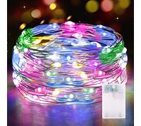 Vacoulery Guirlande Lumineuse LED à Piles 5M 16.5FT 50LED Micro Guirlande Led Pile Interieur et Extérieur pour Chambre Noël Mariage Sapin Bocaux Décoration (1 Pièce, Coloré)