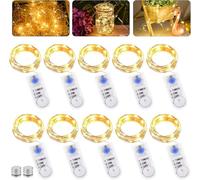 Guirlande lumineuse LED à piles avec minuteur, 2M 20 LED Micro guirlande lumineuse en cuivre à piles pour décoration de Noël, intérieur, fêtes de Noël, extérieur, fêtes, mariages, bricolage (10, blanc