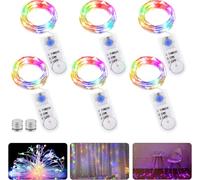Guirlande lumineuse LED à piles avec minuteur, 6 pièces, 2 m, 20 LED, alimentées par piles, fil de cuivre, éclairage de Noël pour chambre, intérieur, Noël, extérieur, fête, mariage, bricolage