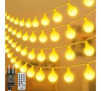 Guirlande lumineuse LED alimentée par secteur - 23 m - Blanc chaud - Avec prise pour l'extérieur et l'intérieur - Étanche IP65 - Avec télécommande à intensité variable - Idéale pour la chambre, Noël