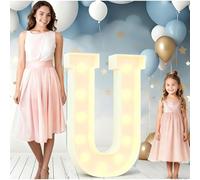 Guirlande Lumineuse LED Alphabet For Anniversaire, 1,2 M De Large, En Carton, À Monter Soi-même, Décorations Remise Diplôme, Mariage Maison(U,120cm/4ft)