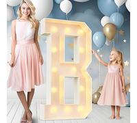 Guirlande Lumineuse LED Alphabet For Anniversaire, 1,2 M De Large, En Carton, À Monter Soi-même, Décorations Remise Diplôme, Mariage Maison(B,120cm/4ft)