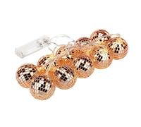 Guirlande Lumineuse LED avec Boule à Facettes, Boule à Facettes Disco avec 10 LED, Boule à Facettes Argentée Réfléchissante à Piles pour Décoration D'éclairage de Jardin de Fête(or rose 4cm)
