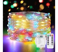Guirlande Lumineuse LED avec Minuterie, 1 Pack 5M 50LED Guirlande Lumineuse à Piles Etanche Lumière Guirlande 8 Modes Décoration Intérieur pour Chambre Mariage Soirée Jardin