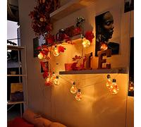 Guirlande lumineuse LED de 4 m avec ampoule en forme de feuille d'érable pour mariage, anniversaire, Noël, Halloween, décoration de fête (blanc chaud, support de lampe doré)