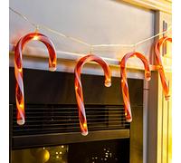 Guirlande lumineuse LED de Noël en forme de canne à sucre d'orge - Blanc chaud - Batterie 40 LED - Largeur : 180 cm