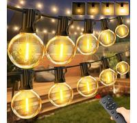 Guirlande lumineuse LED d'extérieur avec télécommande - 45 m - G40 - Avec ampoules d'extérieur IP44 - Résistante aux intempéries - Style rétro - Pour fête, terrasse, jardin de bière, pavillon