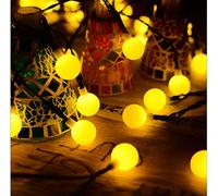 Guirlande Lumineuse LED d'extérieur et d'intérieur à énergie Solaire, Petite Boule Blanche, Boule Ronde, décoration de Jardin extérieure, lumières étoilées, éclairage Blanc Chaud, 5 m, 20 lumières
