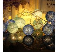 Guirlande lumineuse LED, DOTBUY Intérieur Pile Lumiere Décoration Chambre Enfant Boules Coton Batterie Chaîne Pour Maison Valentin Noël Fêtes Mariage (4.8m / 30 Boule lumière, Bleu foncé)