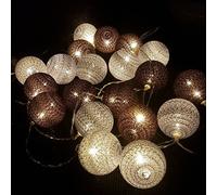 Guirlande lumineuse LED, DOTBUY Intérieur Pile Lumiere Décoration Chambre Enfant Boules Coton Batterie Chaîne Pour Maison Valentin Noël Fêtes Mariage (3.3m / 20 Boule lumière, Couleur somber)