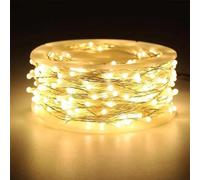 Guirlande lumineuse LED en fil de cuivre étanche avec 8 modes et télécommande, guirlande lumineuse scintillante pour sapin de Noël, mariage, fête ou décoration de la maison (jaune, 3 m)