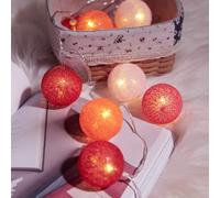 Guirlande lumineuse LED en forme de boule de coton - Décoration festive de Noël - Lumières d'extérieur pour chambre à coucher (rouge), 3 m - 20 lumières [USB toujours allumé)