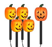Guirlande lumineuse LED en forme de citrouille d'Halloween, piquets de jardin, décoration extérieure, orange, plastique