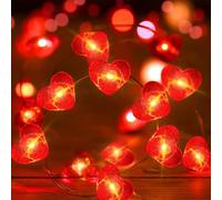 Guirlande lumineuse LED en forme de cœur - 2 m - 20 LED - Fonctionne avec piles - Pour Saint-Valentin, mariage, anniversaire, fête