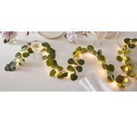 Guirlande lumineuse LED "Eucalyptus", 210 cm de long, décoration lumineuse au look naturel, fonction minuterie, fonctionne sur piles