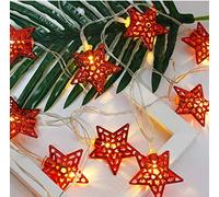 Guirlande Lumineuse LED extérieur et intérieur, décoration de Mariage Solaire, en Fer forgé, étoile Creuse à Cinq Branches, éclairage de décoration de fête d'anniversaire, 5 mètres, 20 lumières B