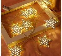 Guirlande Lumineuse, LED extérieur et intérieur, décoration de Mariage Solaire, en Fer forgé, étoiles Creuses à Cinq Branches, Fournitures de décoration de fête d'anniversaire, 5 mètres, 20 lumières