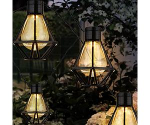 Guirlande lumineuse LED extérieur lampe de jardin lanterne de terrasse grille décoration de jardin noir, plastique, LED blanc chaud, L 230 cm