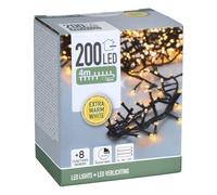 Guirlande lumineuse LED extra chaude avec 8 fonctions d’éclairage, 200 LED sur 4 m, éclairage de Noël avec puce mémoire, lumière décorative pour intérieur et extérieur