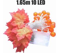Guirlande lumineuse LED Feuille d'érable Guirlande lumineuse d'automne pour Thanksgiving Décoration de vacances 5 lumières citrouille et 5 lumières feuille
