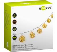 Guirlande lumineuse LED goobay 58119 avec fonction de minuterie Fonction de la batterie-Boules marocaines à suspendre- pour l'intérieur avec 10 LED-Blanc chaud (3000k)-IP20-1,3m, or, transparent