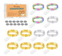 Guirlande Lumineuse LED, Lot de 12 Guirlandes Lumineuses LED à Piles 2M 20LED Étanche Girlande de Lumière Décoration pour Noël Terrasse Pelouse (3 Couleurs)